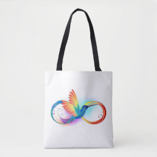 Regenboog Kolibrie met oneindigheidssymbool Tote Bag
