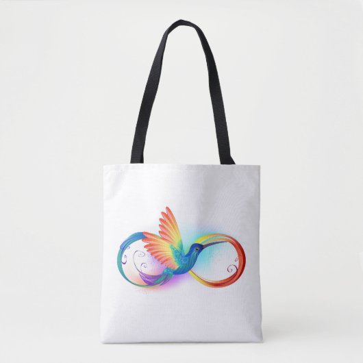 Regenboog Kolibrie met oneindigheidssymbool Tote Bag (Voorkant)