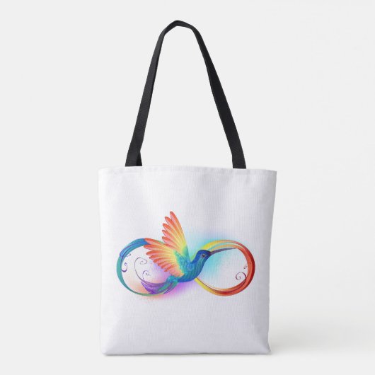 Regenboog Kolibrie met oneindigheidssymbool Tote Bag (Achterkant)