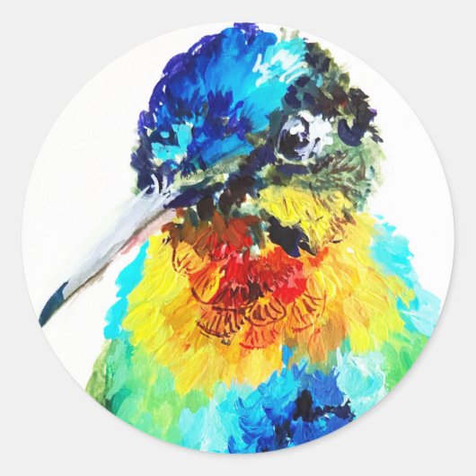 Regenboog Kolibrie Ronde Sticker (Voorkant)