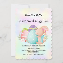 Regenboog konijnenjacht ei Gelukkige Paasdag Parti Kaart