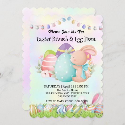 Regenboog konijnenjacht ei Gelukkige Paasdag Parti Kaart (Voorkant / Achterkant)