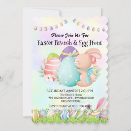 Regenboog konijnenjacht ei Gelukkige Paasdag Parti Kaart