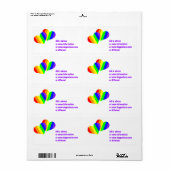Regenboog Koppel Hartjes Etiket (Full Sheet)