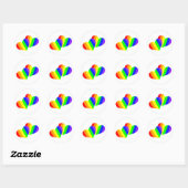 Regenboog Koppel Hartjes Ronde Sticker (Vel)