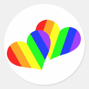 Regenboog Koppel Hartjes Ronde Sticker
