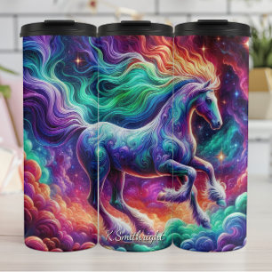 Regenboog Kosmisch Paard met Golvende Manen Thermosbeker
