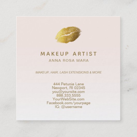 ** Regenboog Kosmische Gouden Sterren Pastel Ombre Vierkante Visitekaartje (Achterkant)