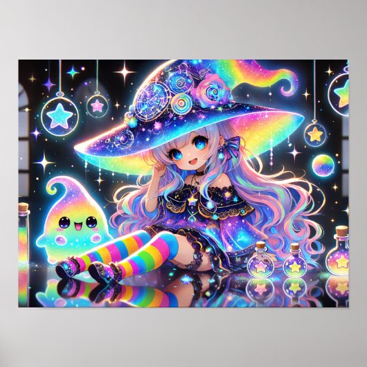 Regenboog kosmische heks grillige fantasie poster (Voorkant)