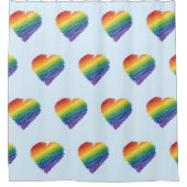 Regenboog krabbel hart douche gordijn (Voorkant)