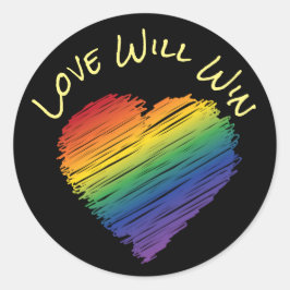 Regenboog krabbel hart sticker