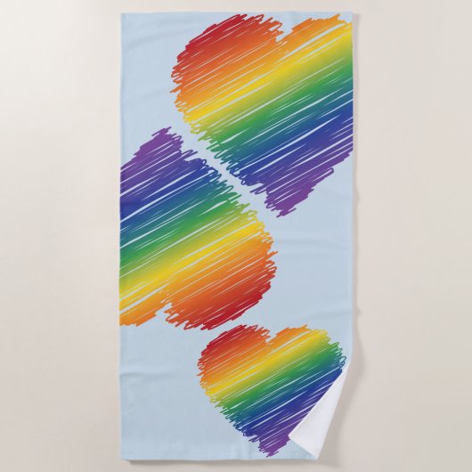 Regenboog krabbel hart strand handdoek (Voorkant)