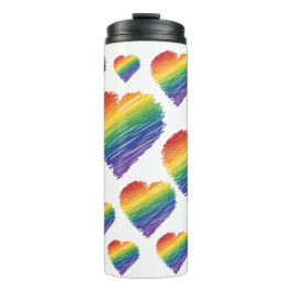 Regenboog krabbel hart tumbler thermosbeker