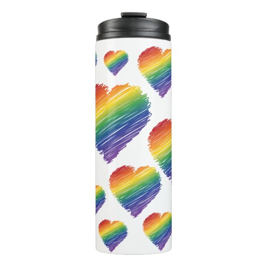 Regenboog krabbel hart tumbler thermosbeker (Voorkant)