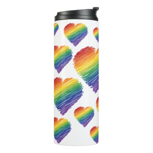 Regenboog krabbel hart tumbler thermosbeker (Gedraaid links)
