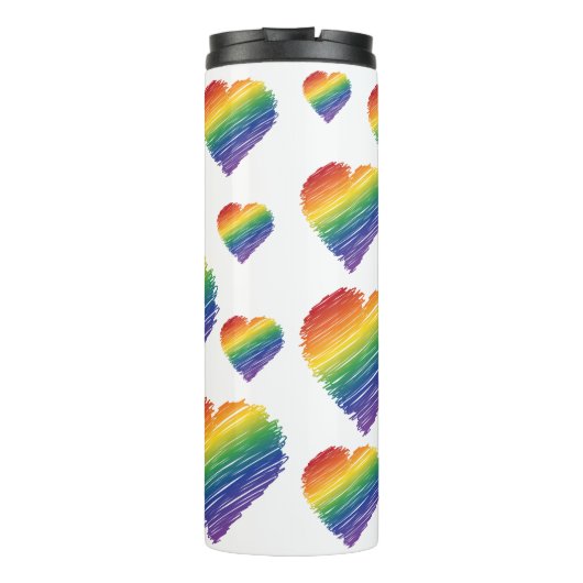 Regenboog krabbel hart tumbler thermosbeker (Achterkant)