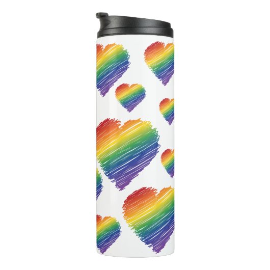Regenboog krabbel hart tumbler thermosbeker (Geroteerd rechts)