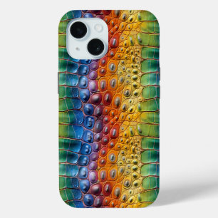 Regenboog Krokodillenleer iPhone 15 Case