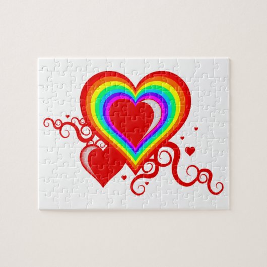 regenboog kronkelt hart legpuzzel (Horizontaal)