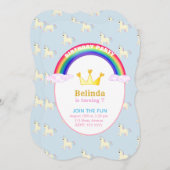 Regenboog, Kroon & Eenhoorns Verjaardagsfeest Kaart (Voorkant / Achterkant)