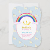 Regenboog, Kroon & Eenhoorns Verjaardagsfeest Kaart (Voorkant)