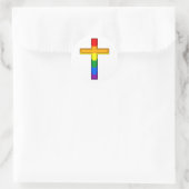 Regenboog Kruis Ronde Sticker (Tas)