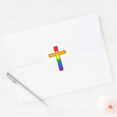 Regenboog Kruis Ronde Sticker (Envelop)