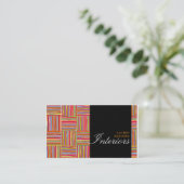 Regenboog kruisraster  + zwart interieurontwerp visitekaartje (Staand voorkant)