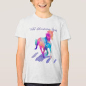 Regenboog kubisme Running Wild Paard Tri-Blend Shirt (Voorkant)