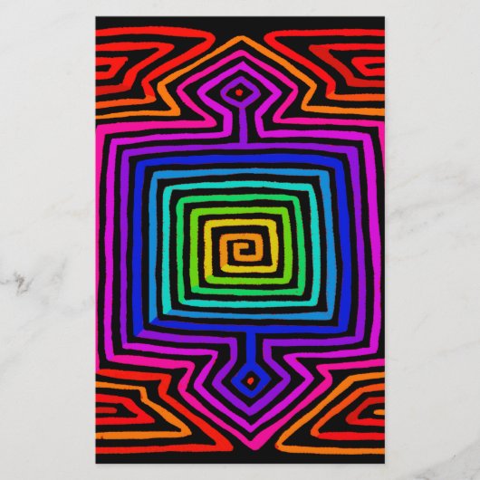 Regenboog Kuna Indiase Mola Briefpapier (Voorkant)