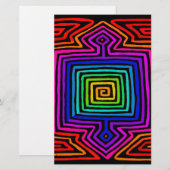Regenboog Kuna Indiase Mola Briefpapier (Voorkant / Achterkant)