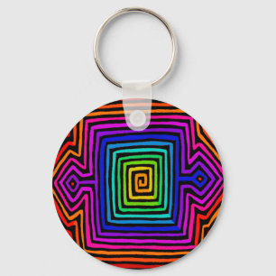 Regenboog Kuna Indiase Mola Sleutelhanger