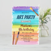 Regenboog kunst feest uitnodiging (Staand voorkant)
