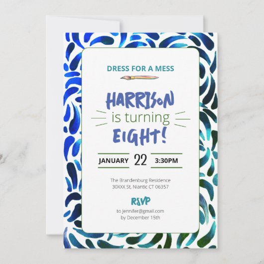 Regenboog Kunst Schilderen Verjaardagsfeest Jongen Kaart (Voorkant)