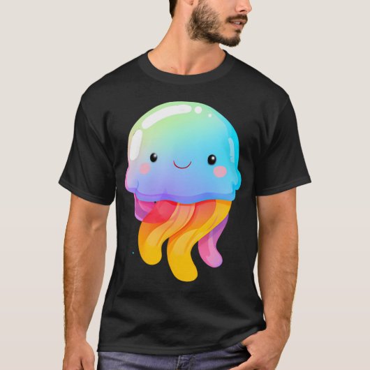 Regenboog Kwallen Kawaii T-shirt (Voorkant)