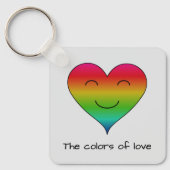 Regenboog lachend hart tweezijdig sleutelhanger (Voorkant)