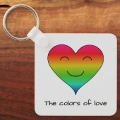 Regenboog lachend hart tweezijdig sleutelhanger (Voorkant)