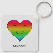 Regenboog lachend hart tweezijdig sleutelhanger (Achterkant)