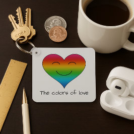 Regenboog lachend hart tweezijdig sleutelhanger