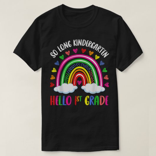 Regenboog, lange kindergarten Hallo eerste graad K T-shirt (Design voorkant)
