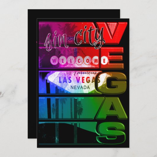 Regenboog Las Vegas Sin City Feest Evenement Uitno Kaart (Voorkant / Achterkant)