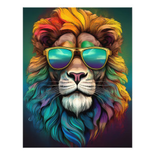 🦁 Regenboog Leeuw Poster – Fierce Ontmoet Funky