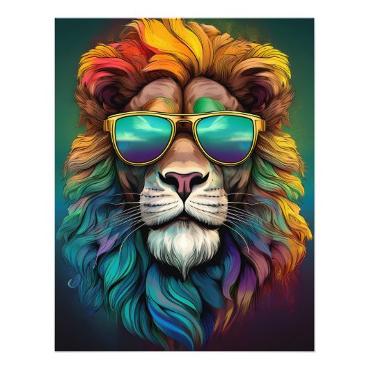 🦁 Regenboog Leeuw Poster – Fierce Ontmoet Funky (Voorkant)