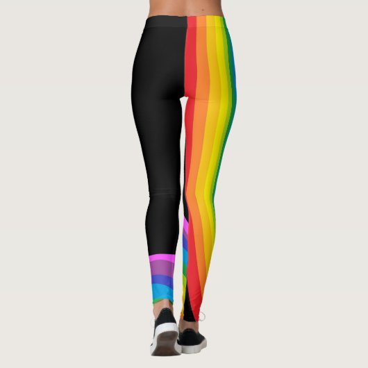 Regenboog Leggings Zwarte en Regenboogstempels (Achterkant)