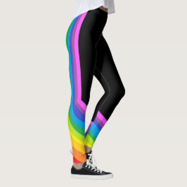 Regenboog Leggings Zwarte en Regenboogstempels