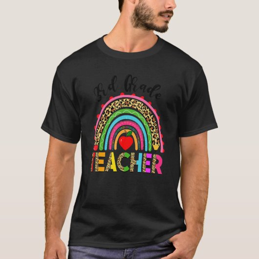 Regenboog Leopard 3e klas Teacher Team Eerste Dag T-shirt (Voorkant)