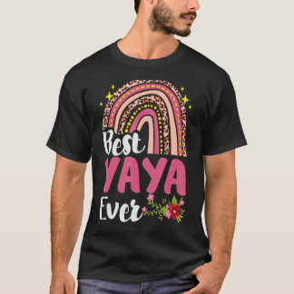 Regenboog Leopard Beste Yaya Ooit Moederdag Moeder T-shirt