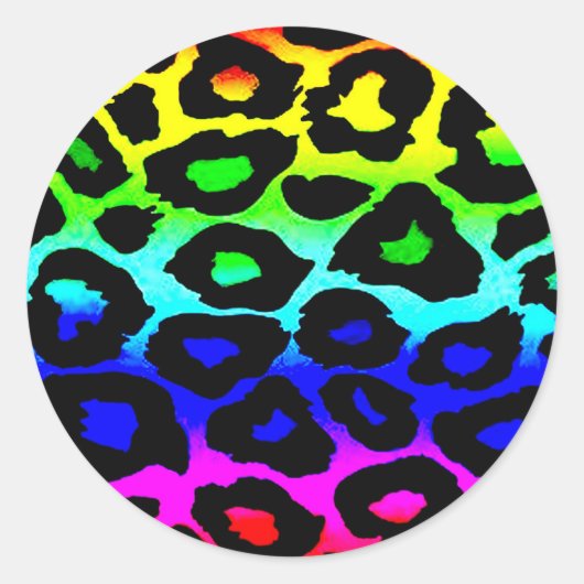 regenboog_leopard_drukveranderd ronde sticker (Voorkant)