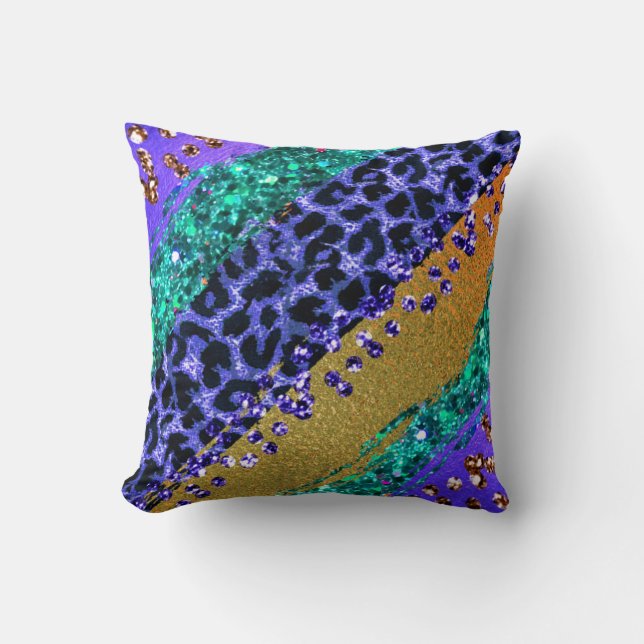 *~* Regenboog - Leopard Pattern Gold Folie Kussen (Voorkant)