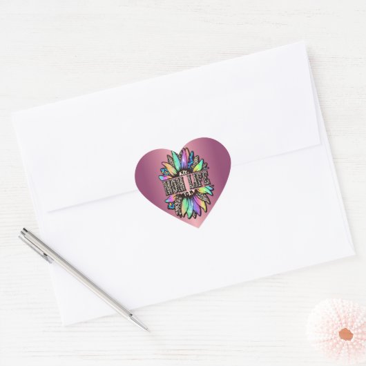 Regenboog Leopard Zonnebloem Moeder Leven Hart Sticker (Envelop)